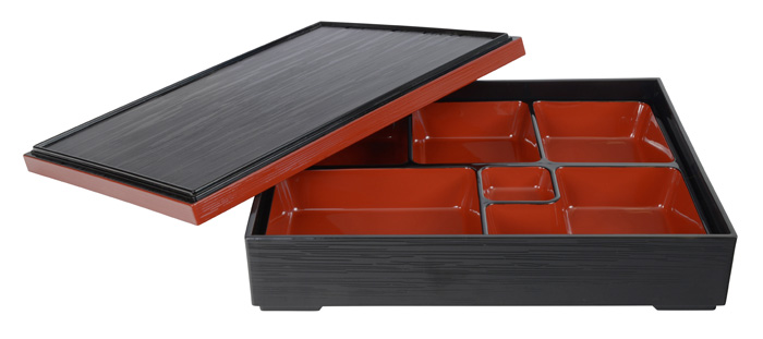 Landschap Versnipperd Wereldwijd Zwart/Rode Bento Box - Lacquerware - 25.5 x 25.5cm ⋆ The Oriental Shop