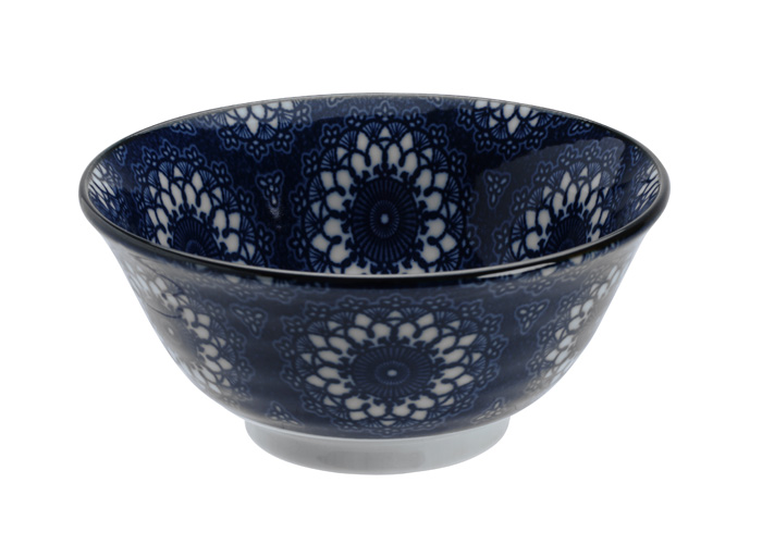 Tokyo Design Studio - Mixed Bowls - Flower Blue - 14.8x6.8cm 550ml