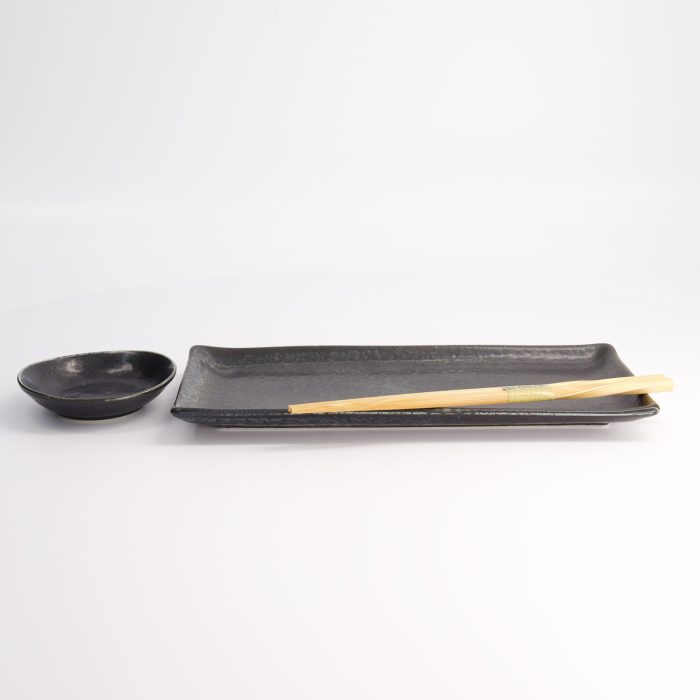 Tokyo Design Studio - Onyx Noir - Twee Delige Sushi Set met chopsticks - 28.5x12.5cm & 10x2cm - Afbeelding 2