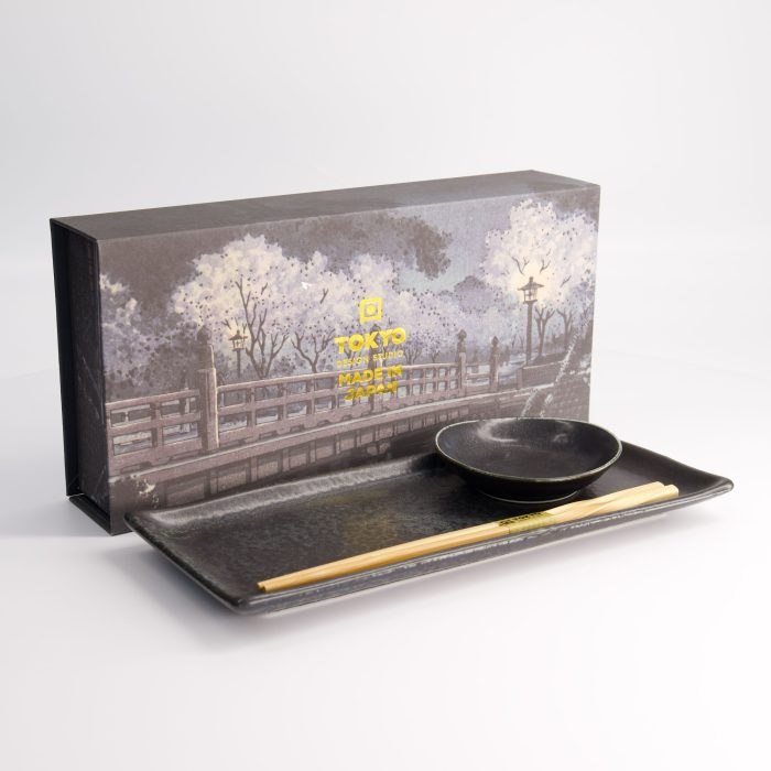 Tokyo Design Studio - Onyx Noir - Twee Delige Sushi Set met chopsticks - 28.5x12.5cm & 10x2cm - Afbeelding 4